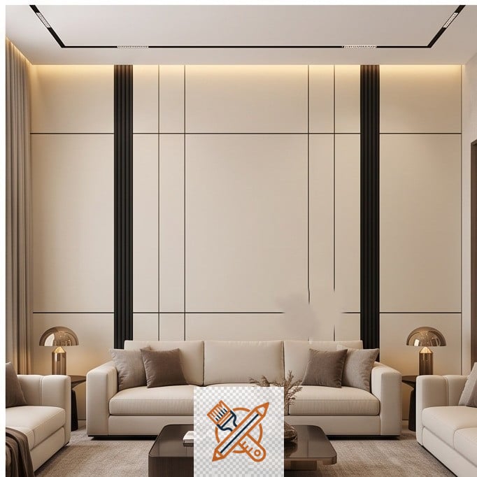 بديل شيبورد لغرفة المعيشة بتصميم فاخر مع ألواح كبيرة وإضاءة LED مخفية   . معلم تركيب بديل شيبورد .